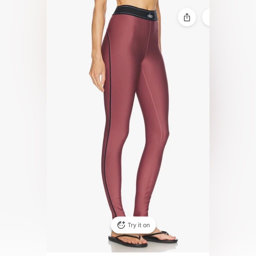 Alo Yoga Airlift High Waisted Suit Up Women Legging - Burgundy Truffle & Black